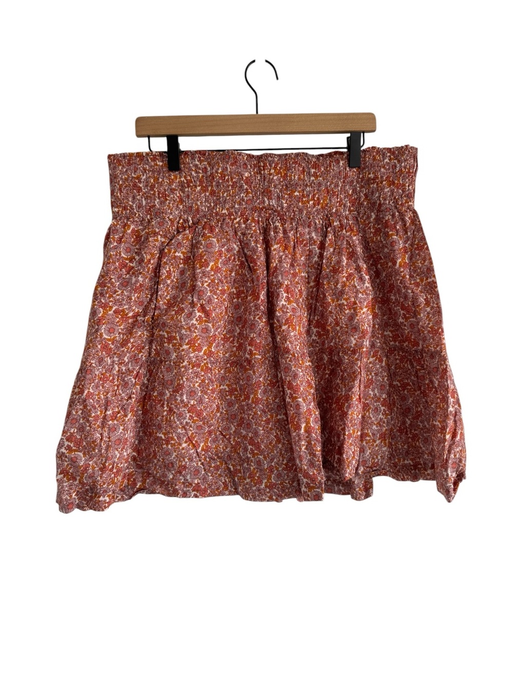 Gap Smocked Waist Floral Ruffled Mini Skirt in Rust Women’s Size XL
